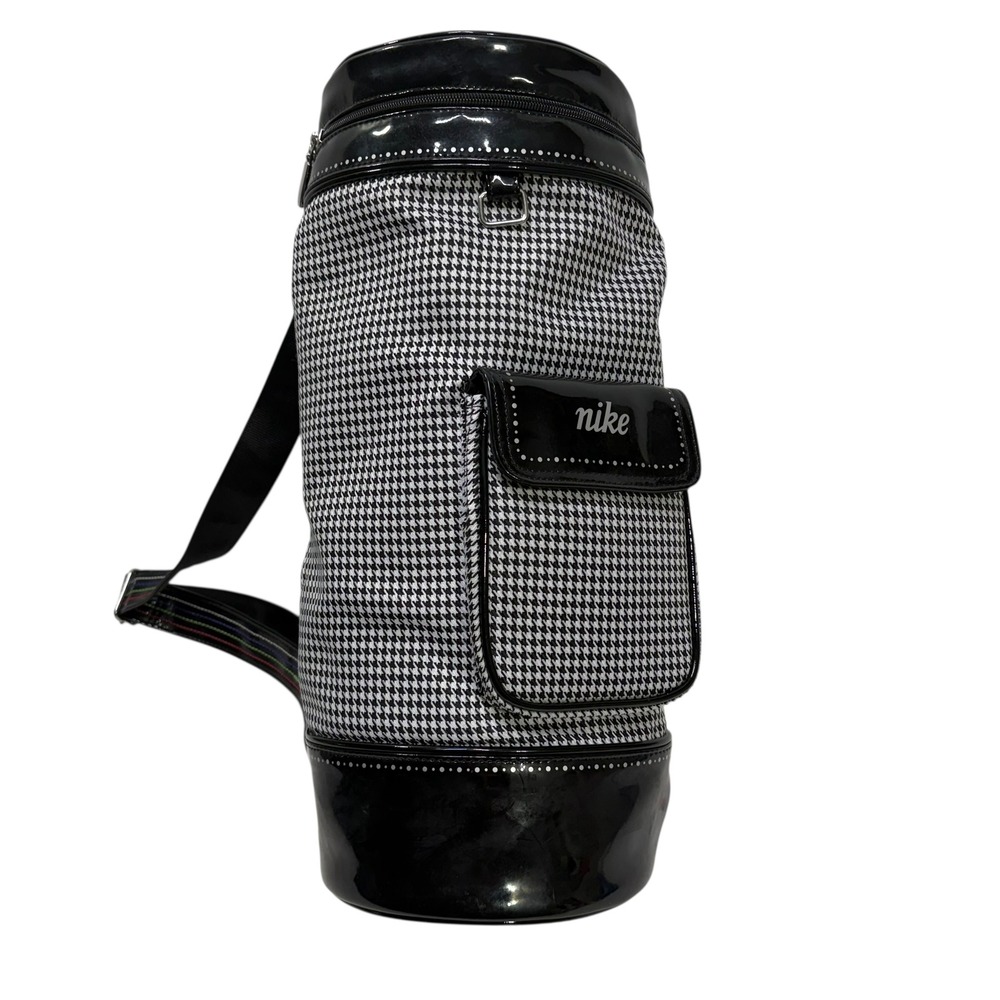 Nike Houndstooth Cylinder Crossbody Bag Black White TG0071-061 Y2K Patent Trim